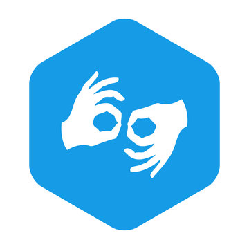 recommend clip art: Icono plano lenguaje signos en hexagono azul