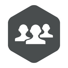Icono plano usuarios en hexagono gris