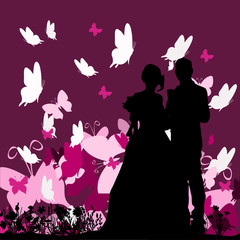 Obraz na płótnie Canvas silhouette of the bride and groom