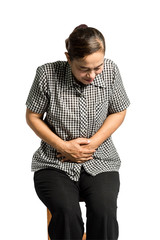 portrait of a senior woman having an stomachache