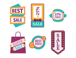 Super sale extra bonus banners text in color drawn label business shopping internet promotion vector illustration