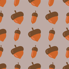 Cute seamless pattern made of brown acorns background autumn nature fall season forest design vector illustration