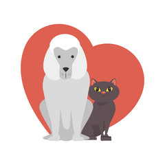 heart with dog and cat icon