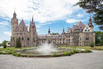 The Moszna Castle is a historic palace located in a small village in Moszna is one of the best known monuments in Upper Silesia. - obrazy, fototapety, plakaty