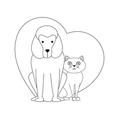 heart with dog and cat icon