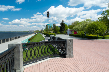 Volga river embankment in Samara/View on quay of river Volga