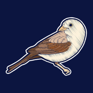Bird. Embroidery. fachion patch badges Vector illustration