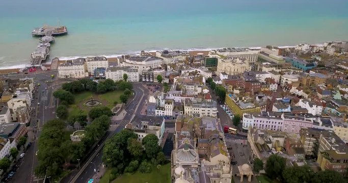 Aerial view of Brighton in summer, England