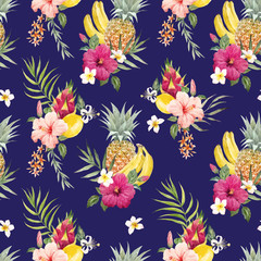 Watercolor tropical vector pattern
