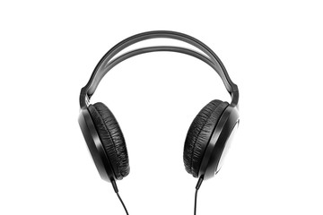 Fototapeta na wymiar Black headphones. Isolated on white background with clipping path