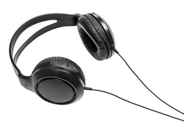 Black headphones. Isolated on white background with clipping path