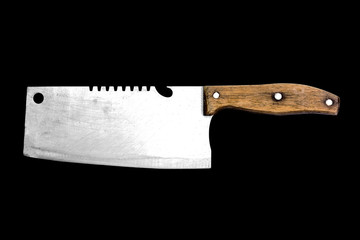 Steel kitchen knives.. Isolated on black background with clipping path