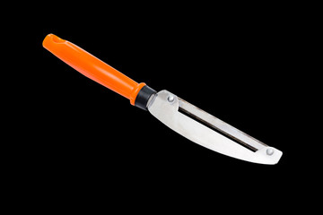 Steel kitchen knives.. Isolated on black background with clipping path