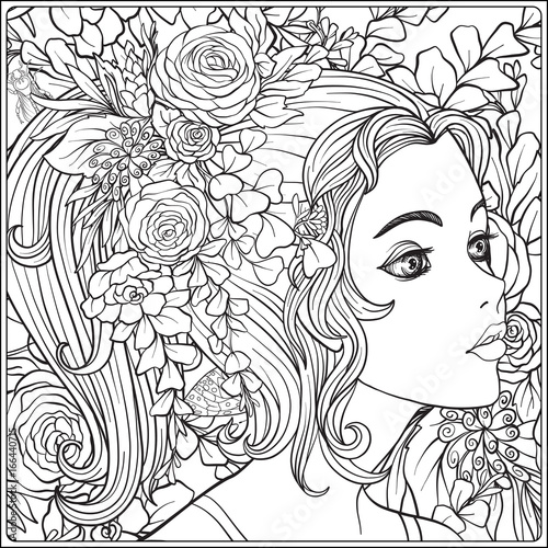 Download "A young beautiful girl with a wreath of flowers on her ...