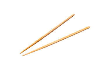 Wooden chopsticks. Isolated on white background with clipping path