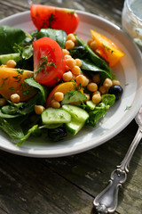 healthy vegetables salad with chick pea