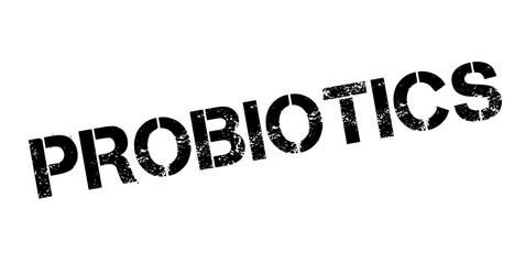 Probiotics rubber stamp. Grunge design with dust scratches. Effects can be easily removed for a clean, crisp look. Color is easily changed.