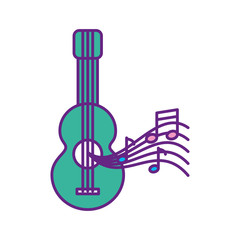 acoustic guitar with music notes vector illustration design