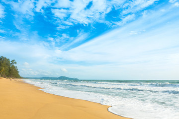 Landscape beach and sea with blue sky.