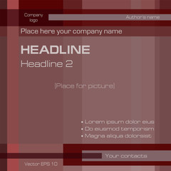 Fototapeta premium Square geometric background, technology template, bordo, dark brown. Layout modern design with text: cover, brochure, magazine, prospectus, business presentation, poster. EPS10 vector illustration