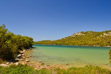 Fototapeta na wymiar Salt lake Mir in the Telascica Nature Park at Dugi Otok island in Dalmatia, Croatia