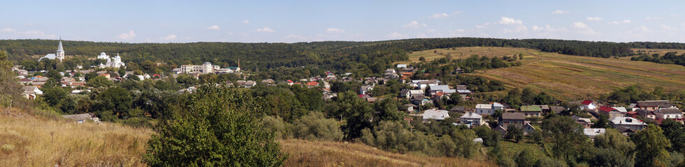 Fototapeta na wymiar Panorama of ancient village Strusiv, west Ukraine.