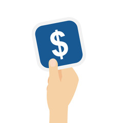 Hand hält Bierdeckel Dollar Symbol
