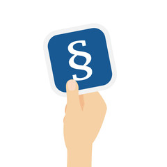 Hand hält Bierdeckel mit § Symbol