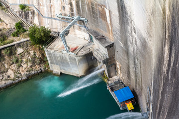 Works on the dam of Bimont, on the massif of the Sainte Victoire near Aix en Provence