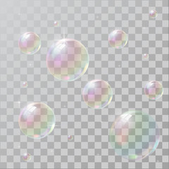 Realistic soap bubbles with rainbow reflection
