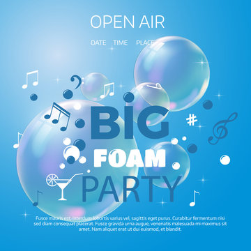 Beach Foam Party Poster Or Flyer Design Template.