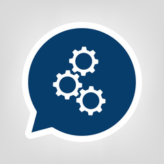 Sprechblase 3 Zahnräder