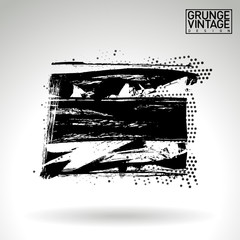 Black brush stroke and texture. Grunge vector abstract hand - painted element. Underline and border design.