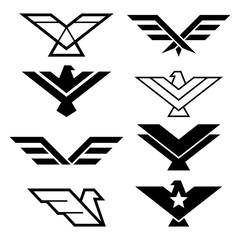 Obraz premium Eagle geometric design, eagle's wings vector icons set, eagles graphic elements - modern style 