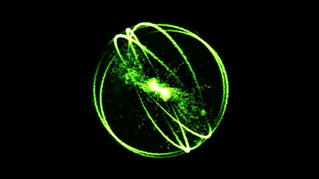 Scientific Energy Sphere Animation - Loop Green