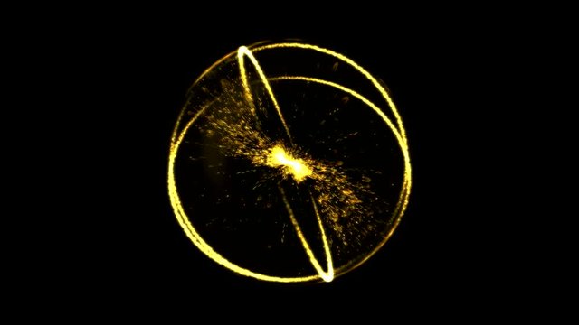 Scientific Energy Sphere Animation - Loop Golden