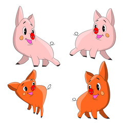 Collection of cute cartoon piggy on a white background.vector