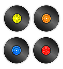 Vinyl Records Four Variations. Vector Illustration.