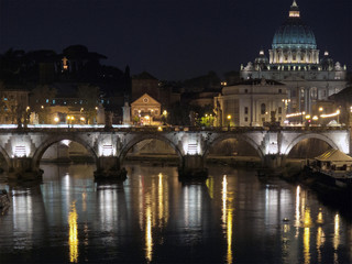 Fototapeta na wymiar Rome (Italy). Sant'Angelo Bridge on the River Tiber in Rome