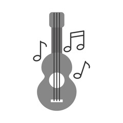 acoustic guitar with music notes vector illustration design