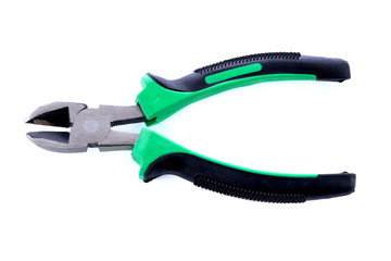 Obraz premium pliers green handle tool isolated on white background
