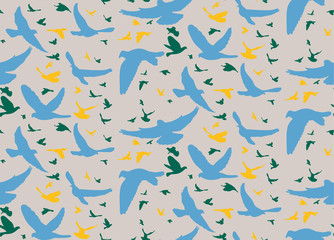 Vector, seamless, abstract silhouette of birds background