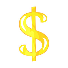 Golden dollar sign isolated on white background. Vector illustration