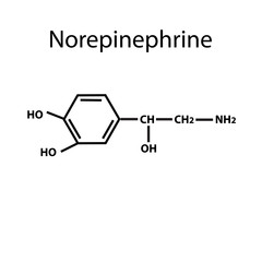 Norepinephrine hormone. Chemical formula. Vector illustration on isolated background
