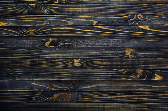 Fototapeta Dark Wood Background. Wooden Old Boards in a Horizontal Direction