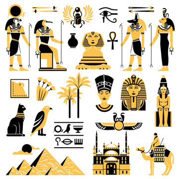 Egypt Symbols Decorative Icons Set