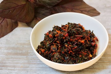 Red Spinach coconut stir fry