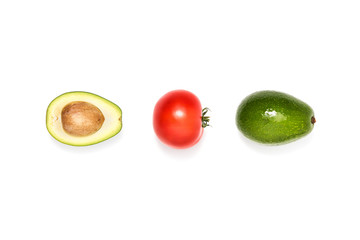 compsition of tomato and avocados