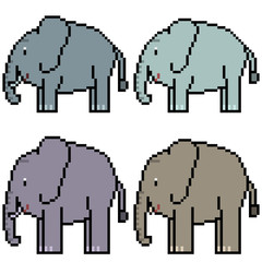 vector pixel art set elephant