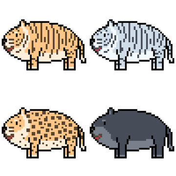 vector pixel art set tiger